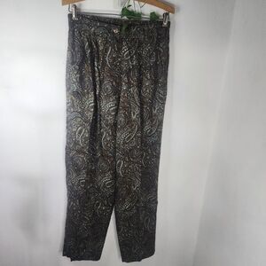 Woolrich Brown Paisley Rayon Pleated Pants